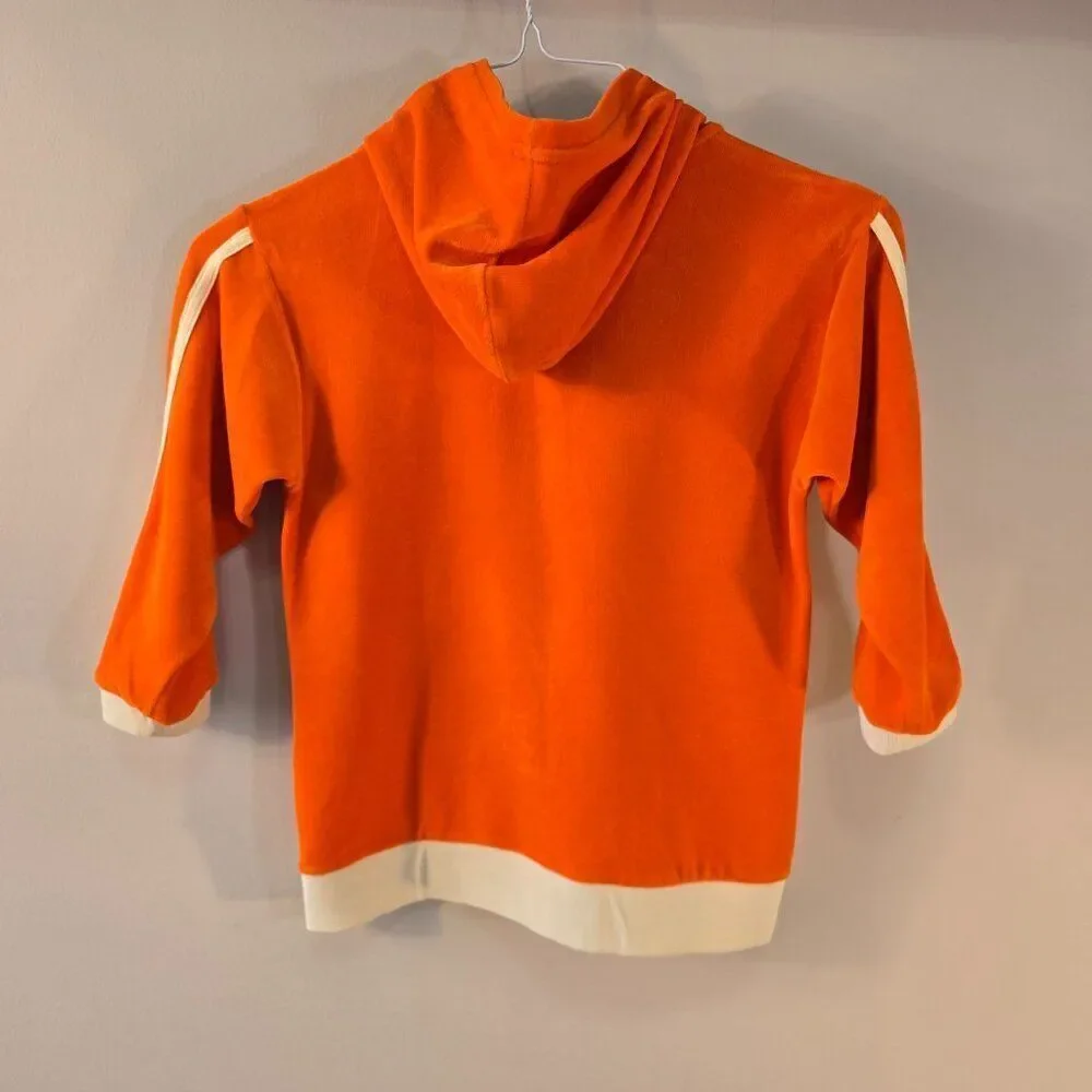 Girls Orange Terry Hoodie Snap Button Front Applique Top Topazio Sz 8